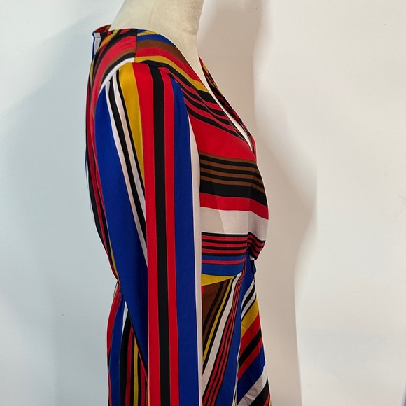 Express Colorful Striped V-Neck Dress - Picture 4 of 5